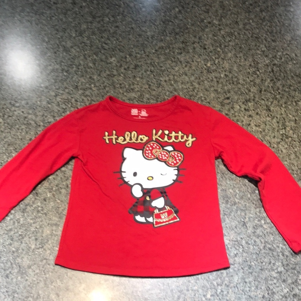 Red Hello Kitty size 5 long sleeve shirt with glitter
